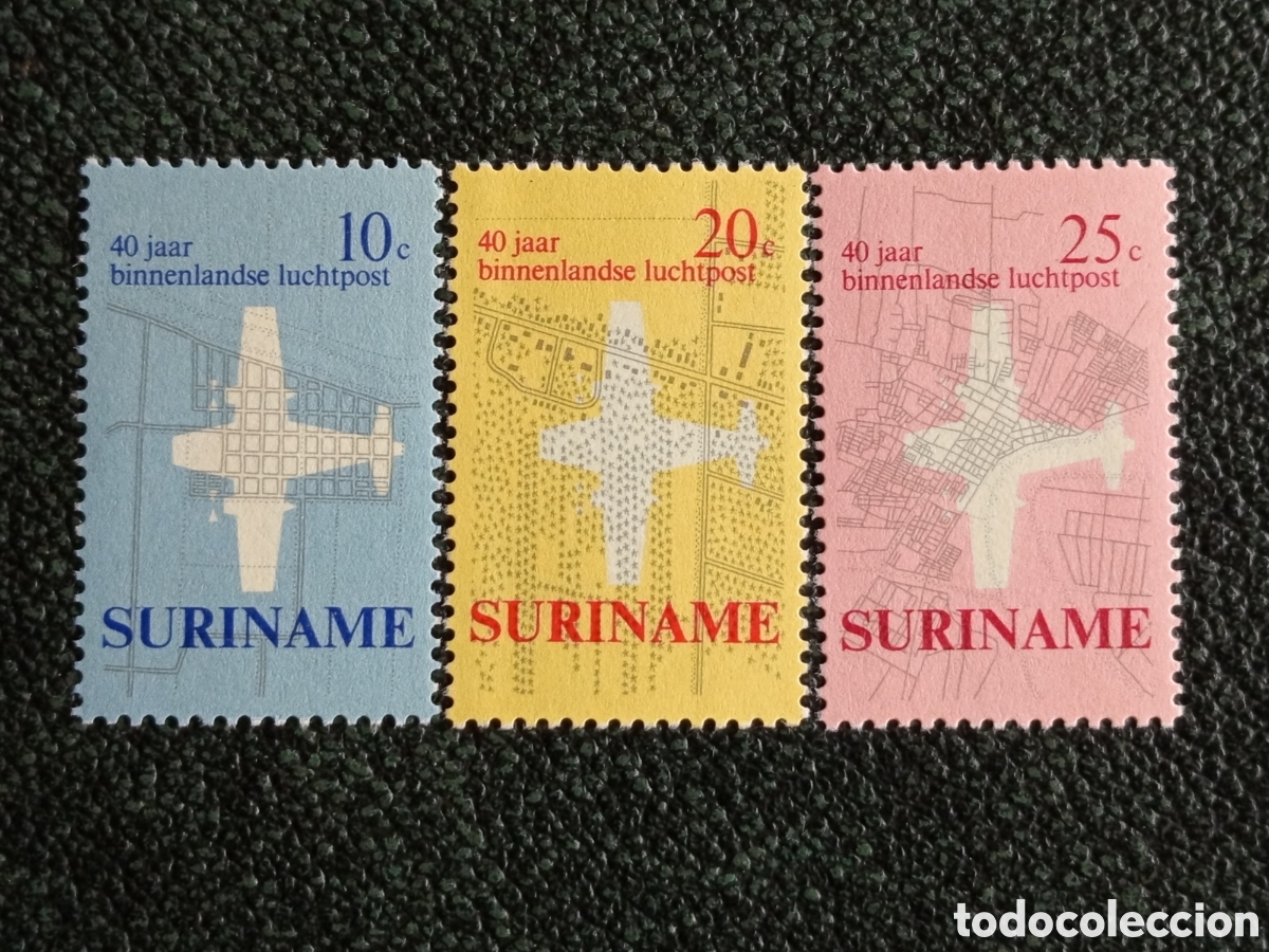 Sellos: Surinam 1970 Lote 3 Sellos 40 A&ntilde;os Correo A&eacute;reo Interno MNH NVPH 542/544