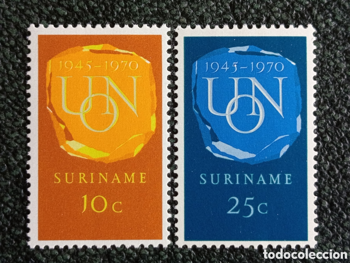 Sellos: Surinam 1970 Lote 2 Sellos 25 Aniversario de la ONU UNO MNH NVPH 540/541