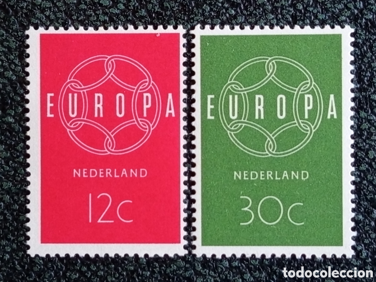 Sellos: Pa&iacute;ses Bajos 1961 Lote 2 Sellos EUROPA CEPT Cadena eslabones MNH NVPH 757/758