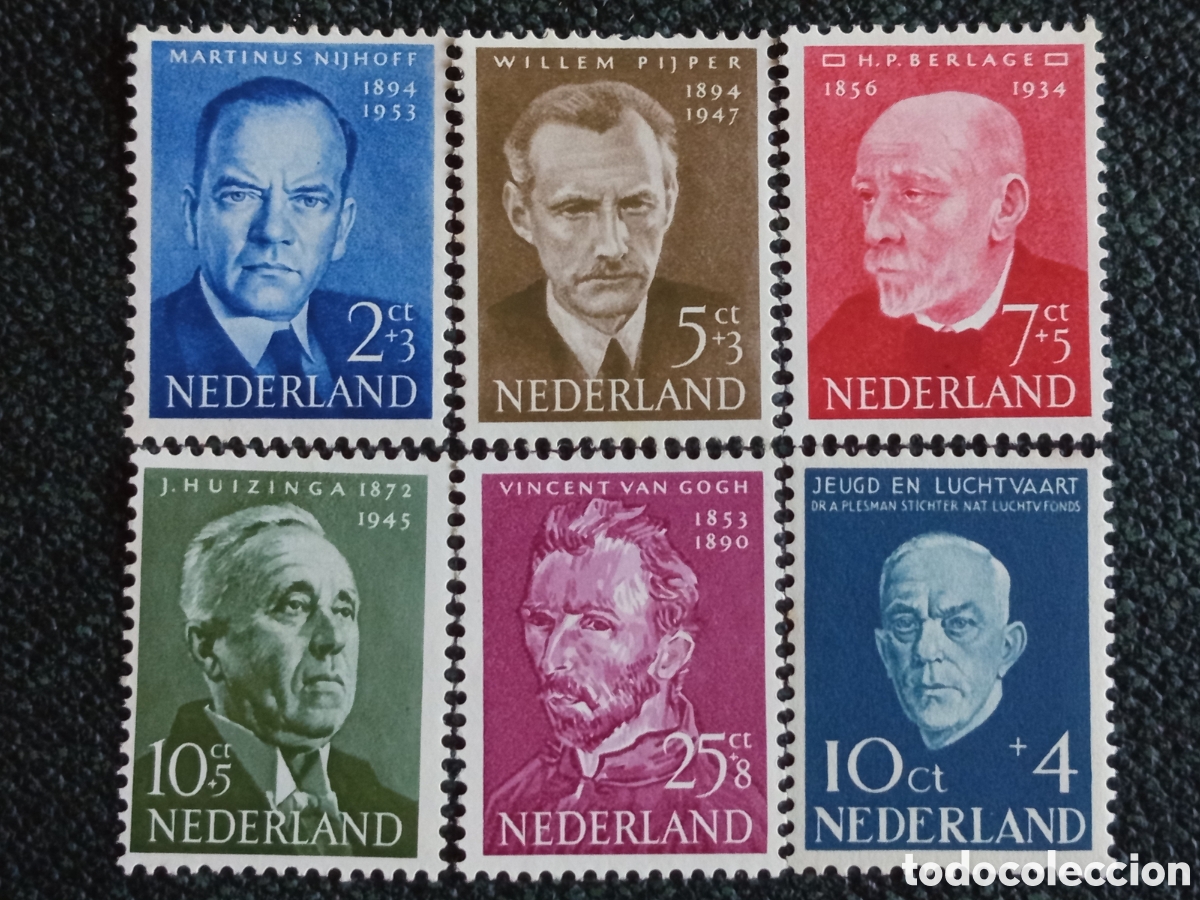 Sellos: Pa&iacute;ses Bajos 1953 Lote 6 Sellos Culturales y Personajes Famosos MNH NVPH 583/588