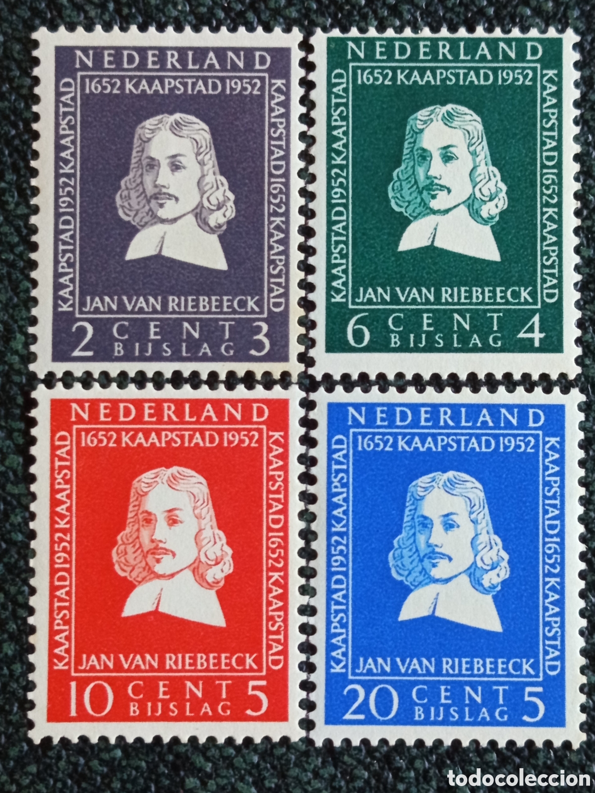 Sellos: Pa&iacute;ses Bajos 1952 Lote 4 Sellos Jan van Riebeeck NVPH 578/581 MNH