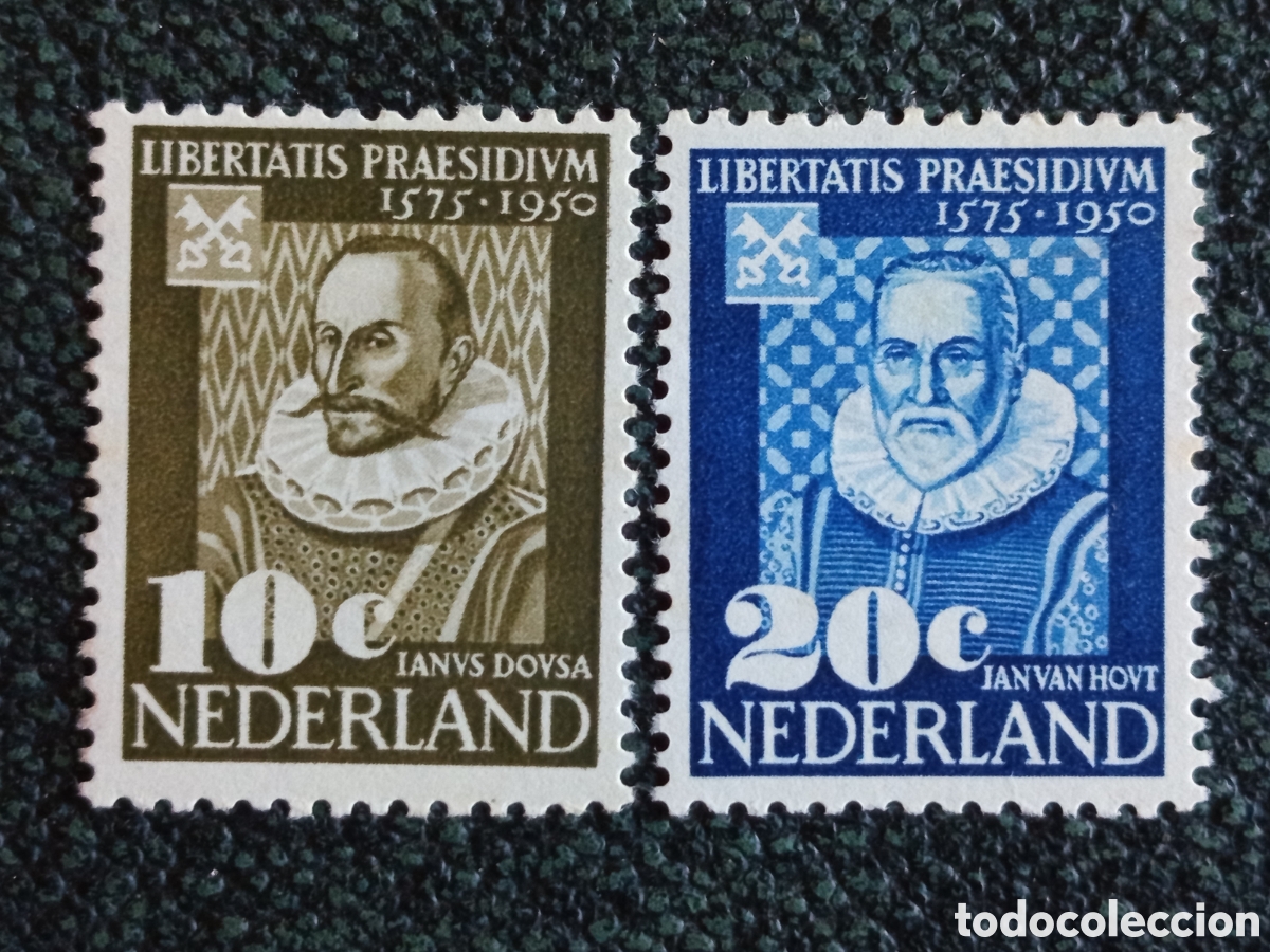 Sellos: Pa&iacute;ses Bajos 1950 Lote 2 Sellos Aniversario Univ Leiden MNH NVPH 561/562