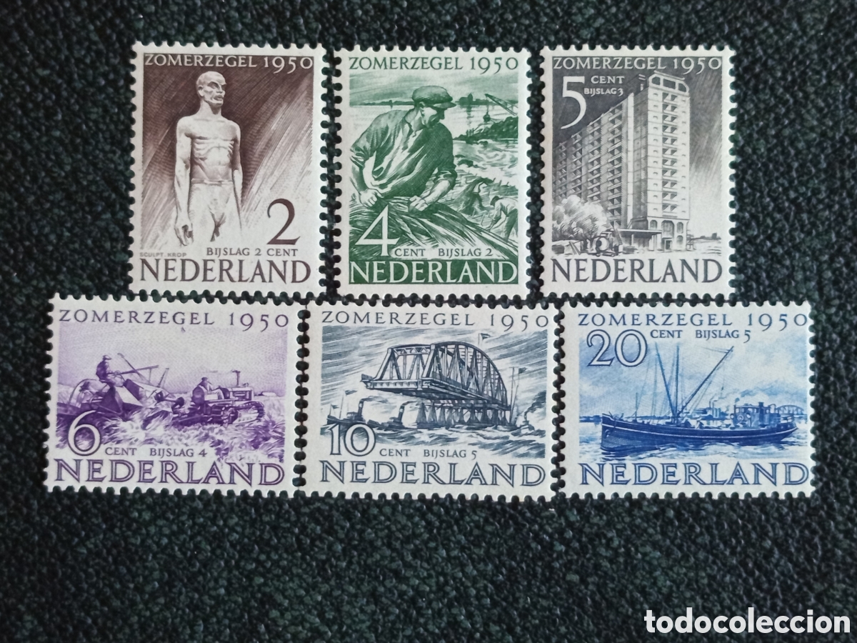 Sellos: Pa&iacute;ses Bajos 1950 Beneficencia Serie Completa MNH Nuevo Yvert 535/540