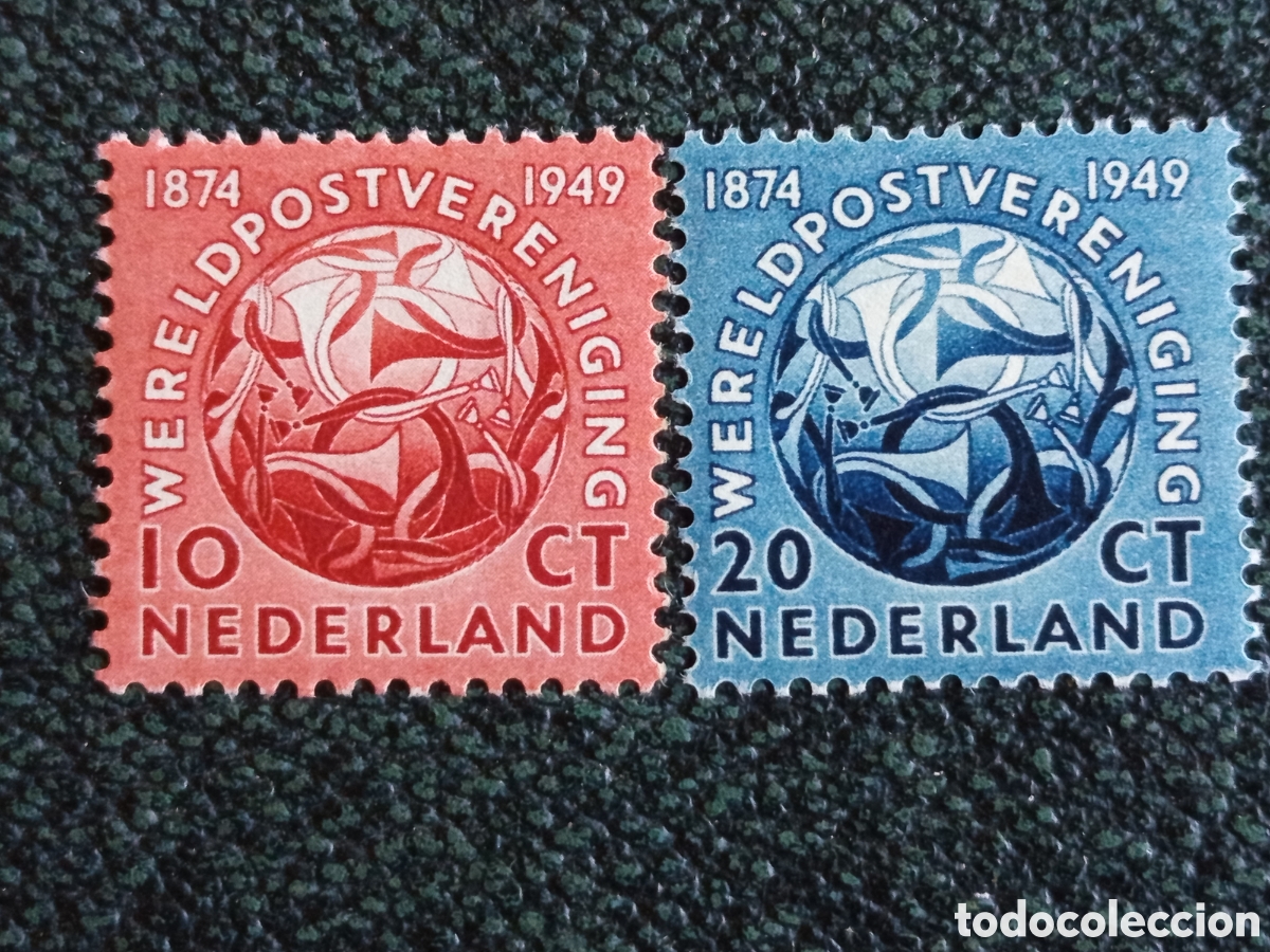 Sellos: Pa&iacute;ses Bajos 1949 Lote 2 Sellos 75 Aniversario UPU MNH NVPH 542/543