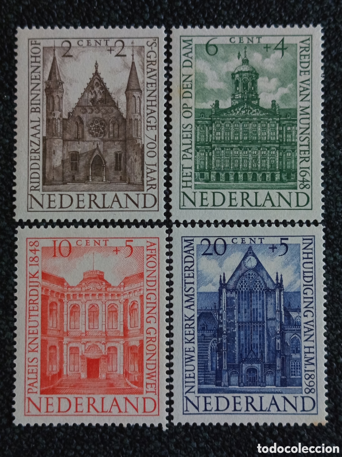 Sellos: Pa&iacute;ses Bajos B185-B180, MNH.Mi 503-506. Edificios hist&oacute;ricos, 1948. Sal&oacute;n, Caballeros.