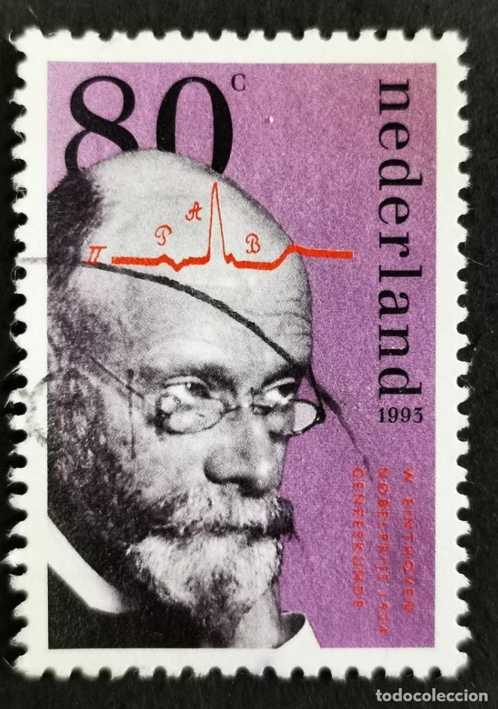 Sellos: Sello Pa&iacute;ses Bajos 1993, Willem Einthoven (Medicina, 1924), 80 c. Michel: NL 1485
