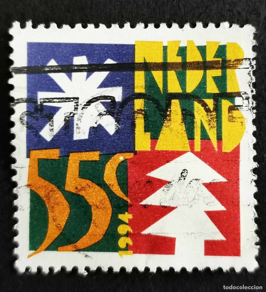 Sellos: Sello Pa&iacute;ses Bajos 1994, Estrella y &aacute;rbol de Navidad, 55 c. Michel: NL 1528