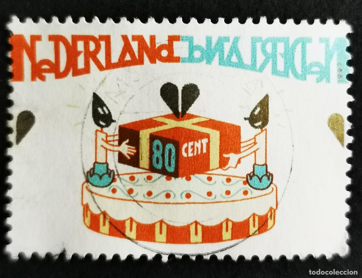 Timbres: Sello Pa&iacute;ses Bajos 1997, Tarta de cumplea&ntilde;os con regalo, 80 c. Michel: NL 1616