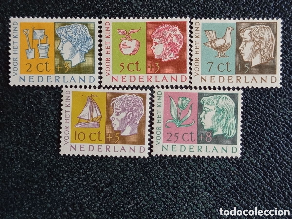 Briefmarken: Sellos Pa&iacute;ses Bajos 1953 Serie Completa Infancia y Aficiones Michel 631-635 MH