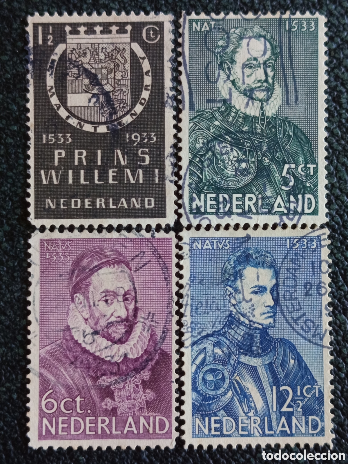 Francobolli: Sellos Pa&iacute;ses Bajos 1933 Serie Completa Guillermo de Orange Usados Mi 257-260