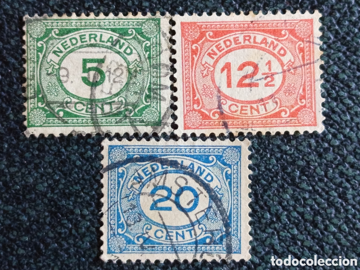 Timbres: Sellos Pa&iacute;ses Bajos 1921 Serie Completa Cifras Grandes Usados Mi 109 al 111