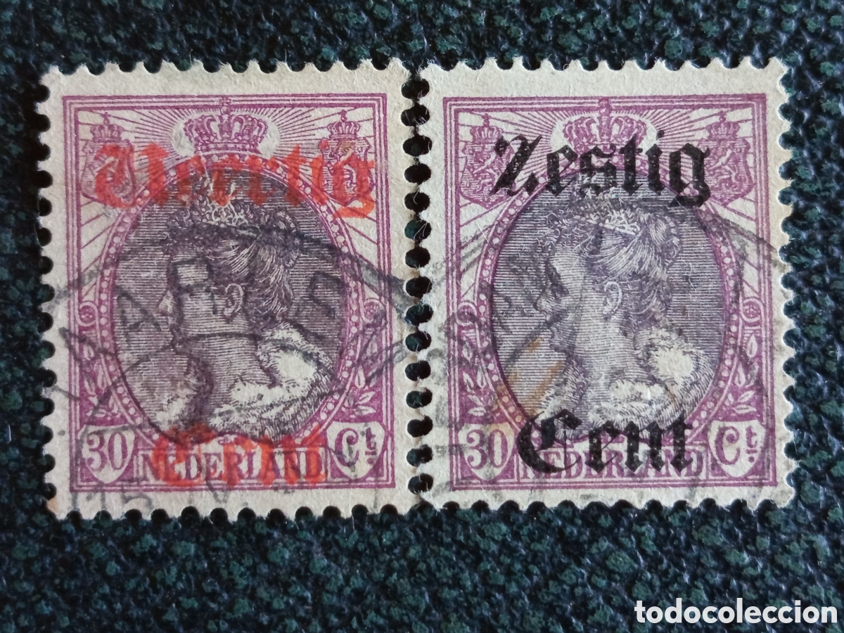 Francobolli: Sellos Pa&iacute;ses Bajos 1919 Serie Completa Emisi&oacute;n Auxiliar Usados Michel 104-105