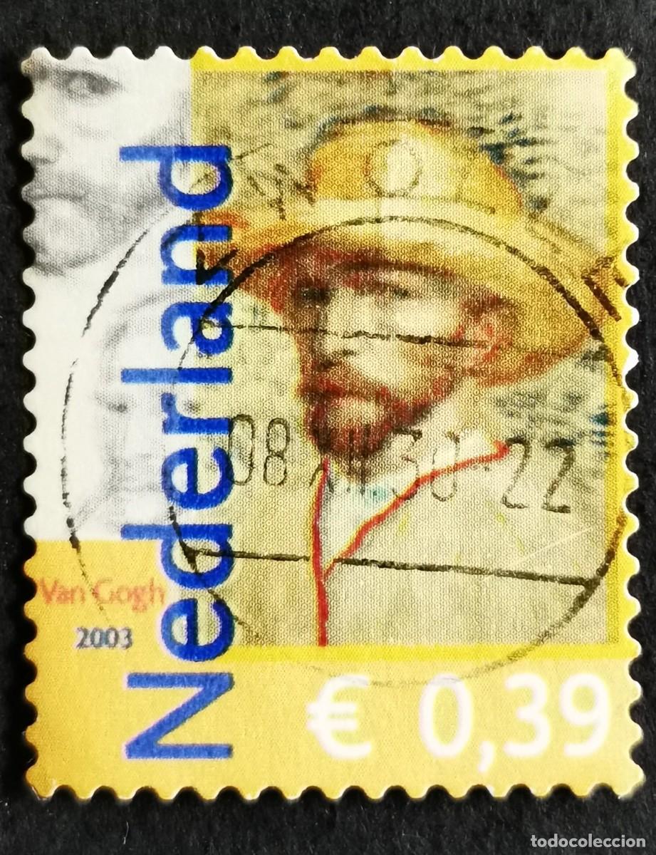 Sellos: Sello Pa&iacute;ses Bajos 2003,&rdquo;Autorretrato con sombrero de paja&rdquo; de Vincent van, 0,39 &euro;. Michel: NL 2083
