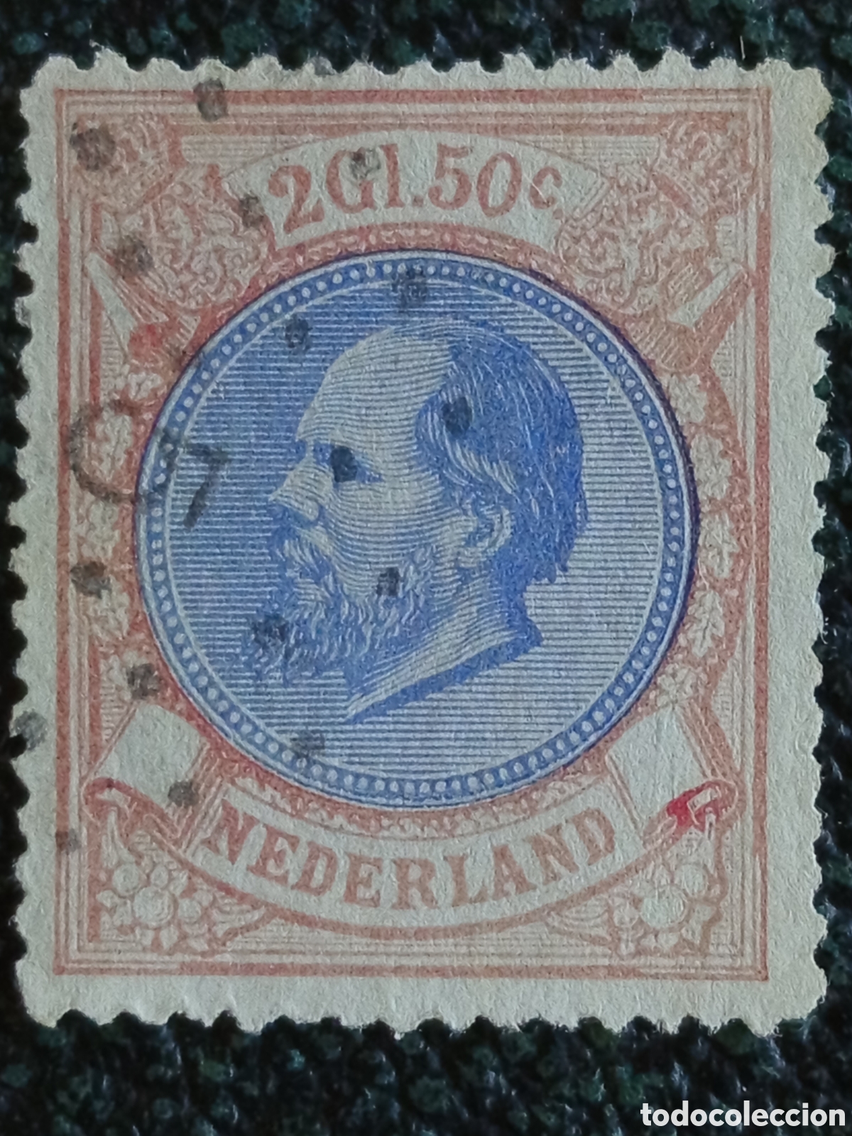 Selos: Sello Holanda 1872 Rey Guillermo III Alto Valor 2G1.50c Usado Cat&aacute;logo NVPH 29 Alto Valor