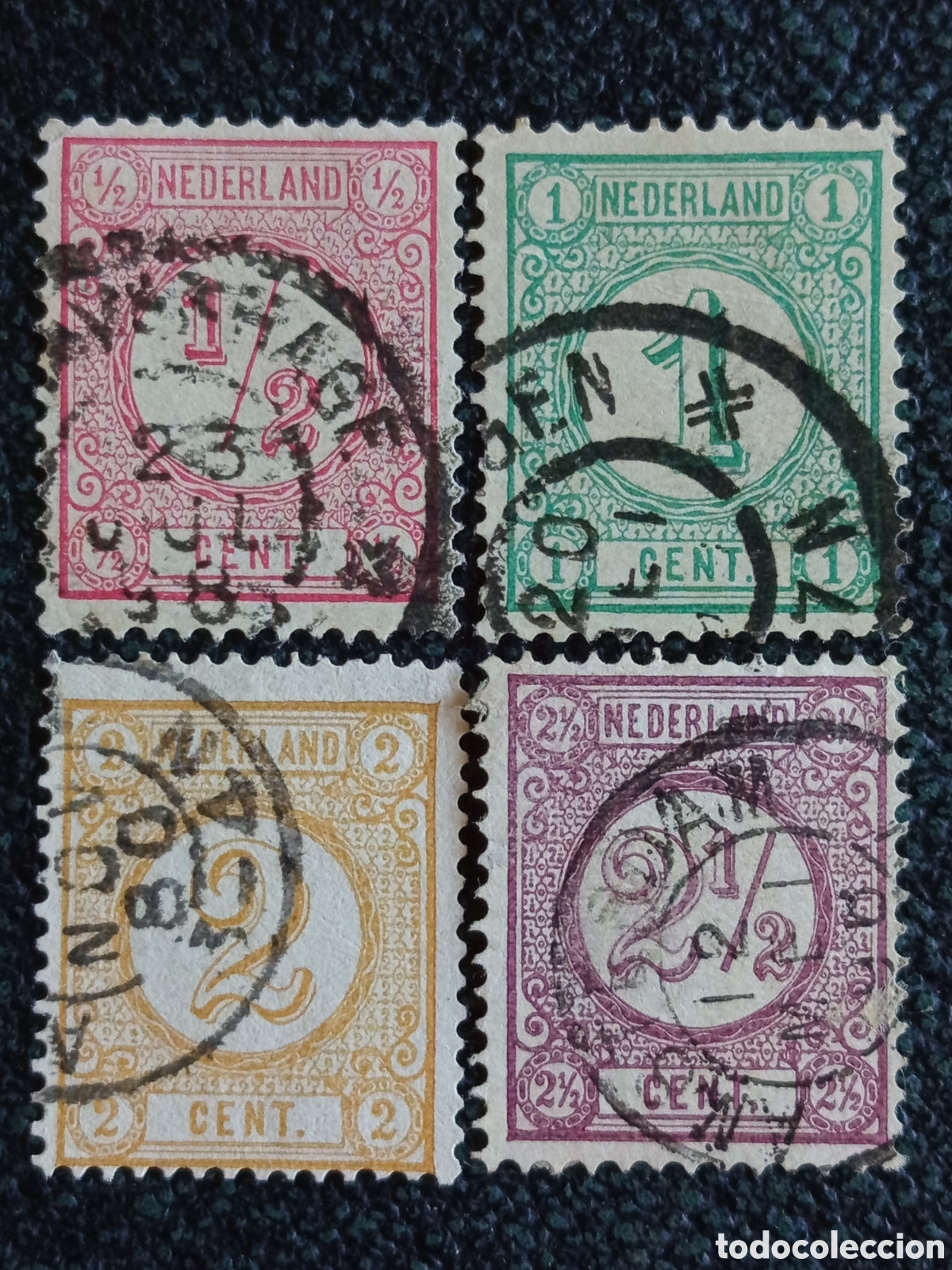 Stamps: Lote 4 Sellos Holanda 1876 Cifras B&aacute;sicas &frac12;c 1c 2c 2&frac12;c Usados Cat&aacute;logo NVPH 30/33