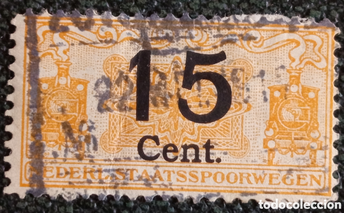 Stamps: Sello Paquetes Ferrocarril Holanda 1915 15c Usado (NVPH #SP6 / Erler #6)