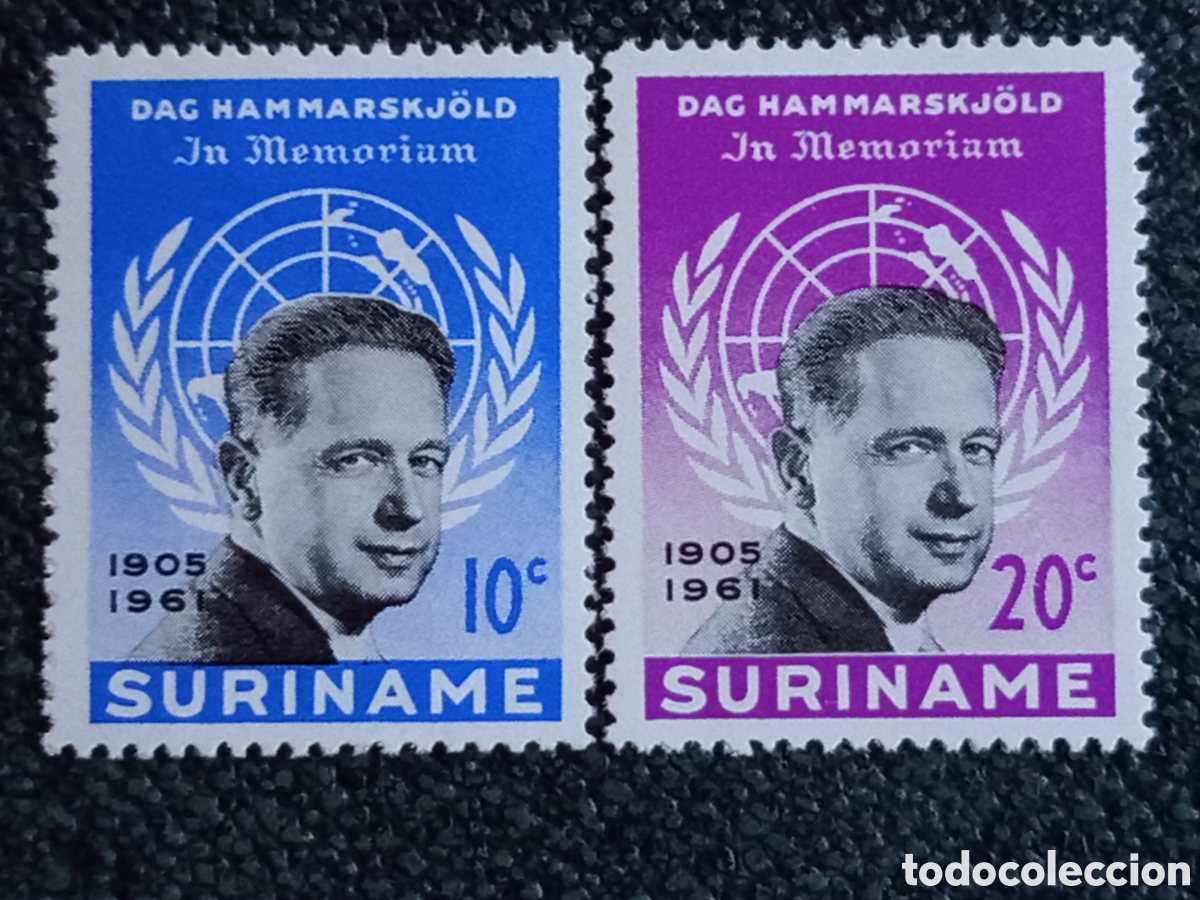 Sellos: Suriname 1962 Serie Dag Hammarskjold Completa MNH (Scott #301-302 / NVPH 376-377)