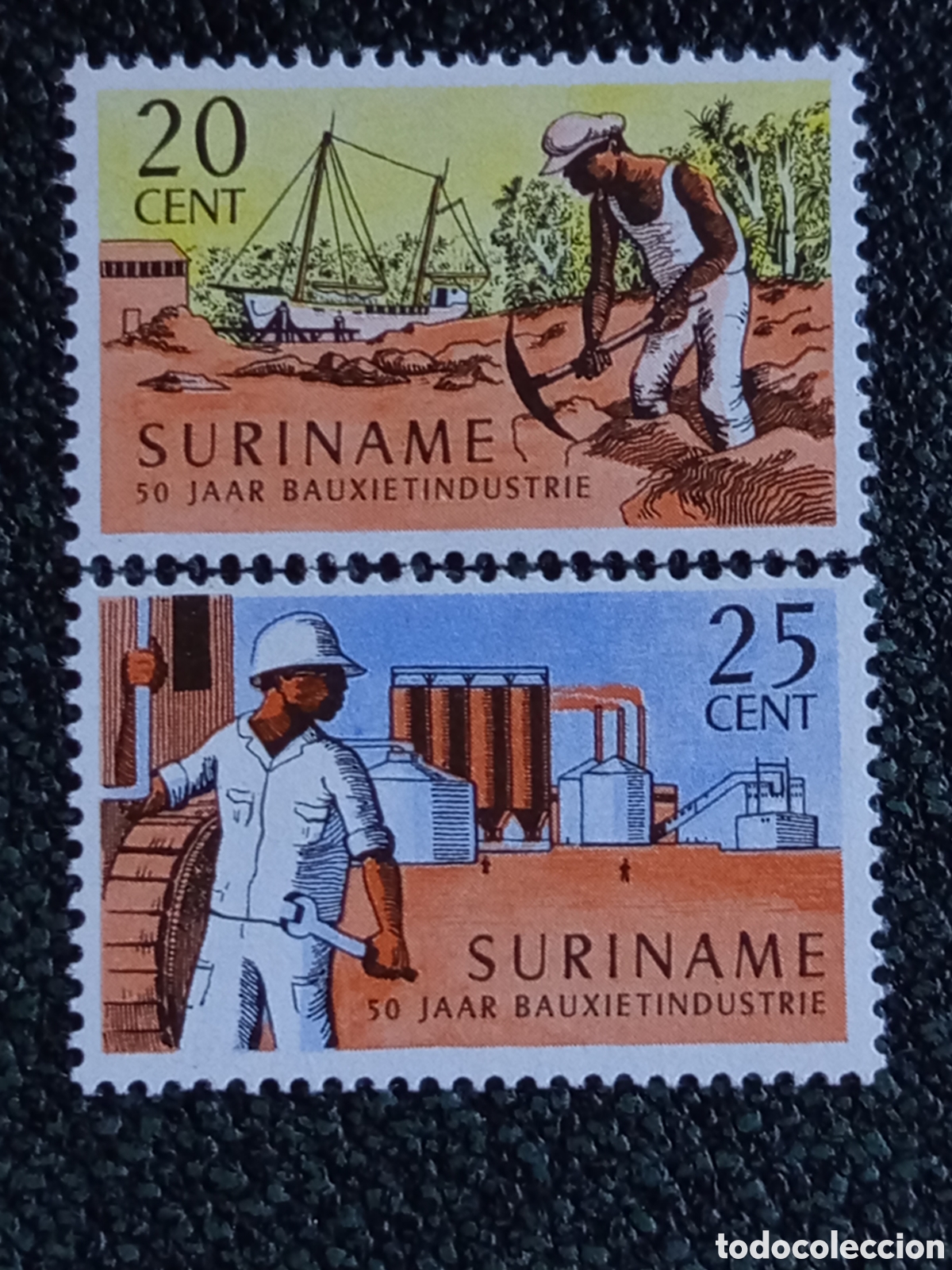 Sellos: Suriname 1966 Industria Bauxita Serie Completa MNH (Scott #341-342 / NVPH 468-469)