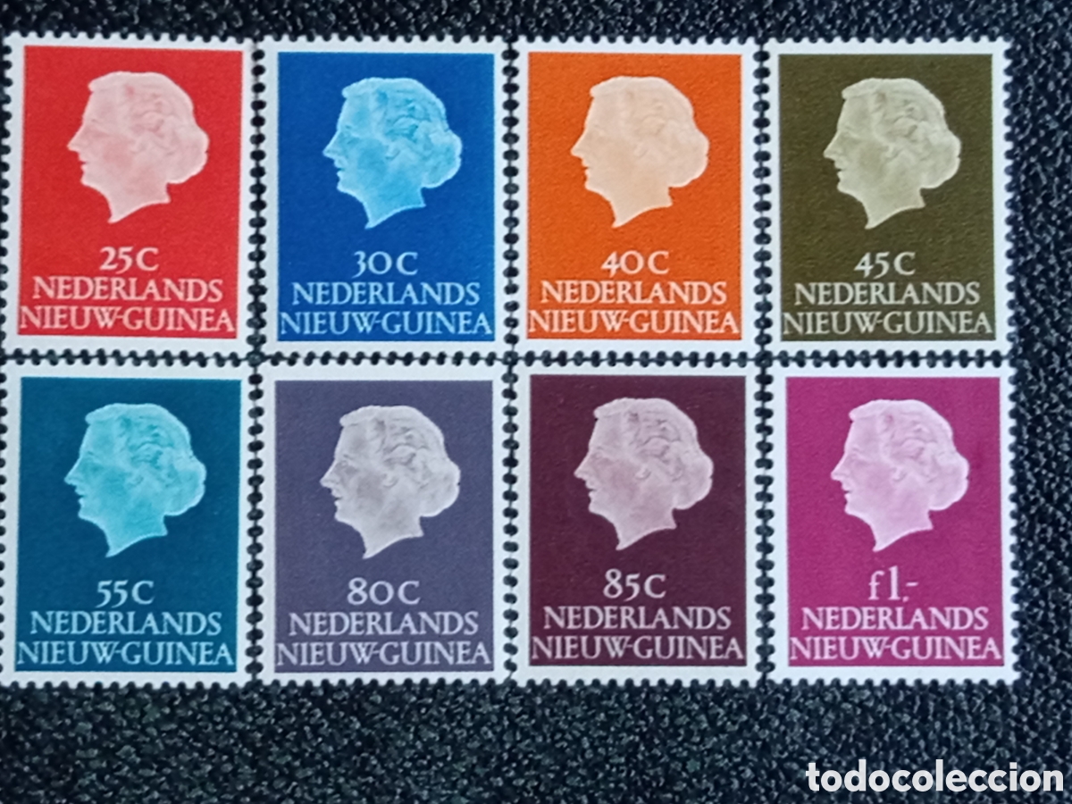 Sellos: Nieuw-Guinea 1954 Reina Juliana Serie Completa MH (Scott #30-37 / NVPH #30-37)