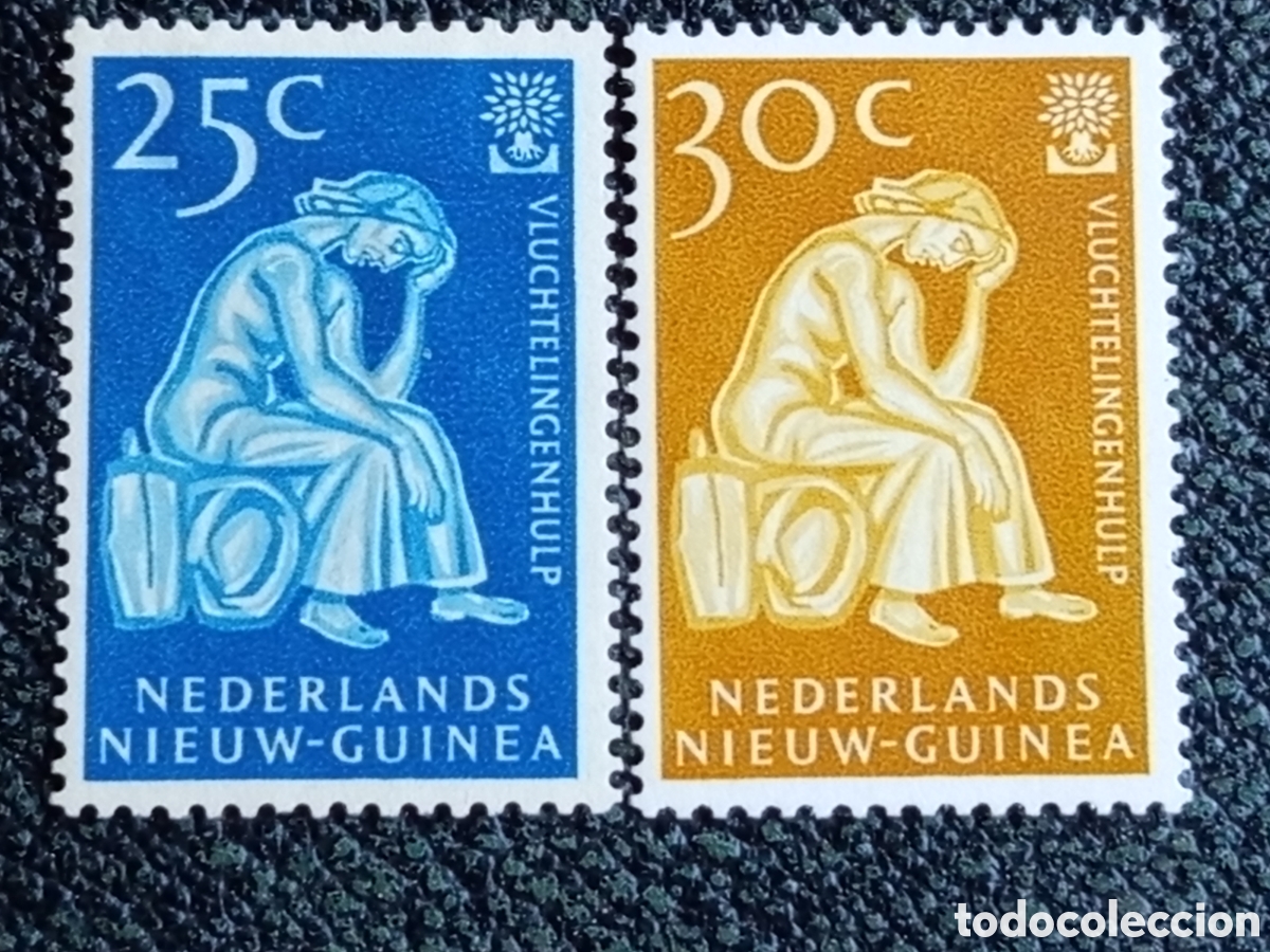 Sellos: Nieuw-Guinea 1960 A&ntilde;o del Refugiado Serie Completa MH (Scott #39-40/NVPH 61-62)