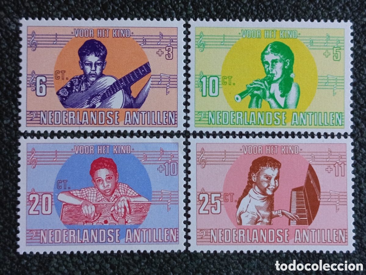 Sellos: Antillas Neerlandesas 1969 Musica Infantil MNH (Scott B97-100 / NVPH 416-419)