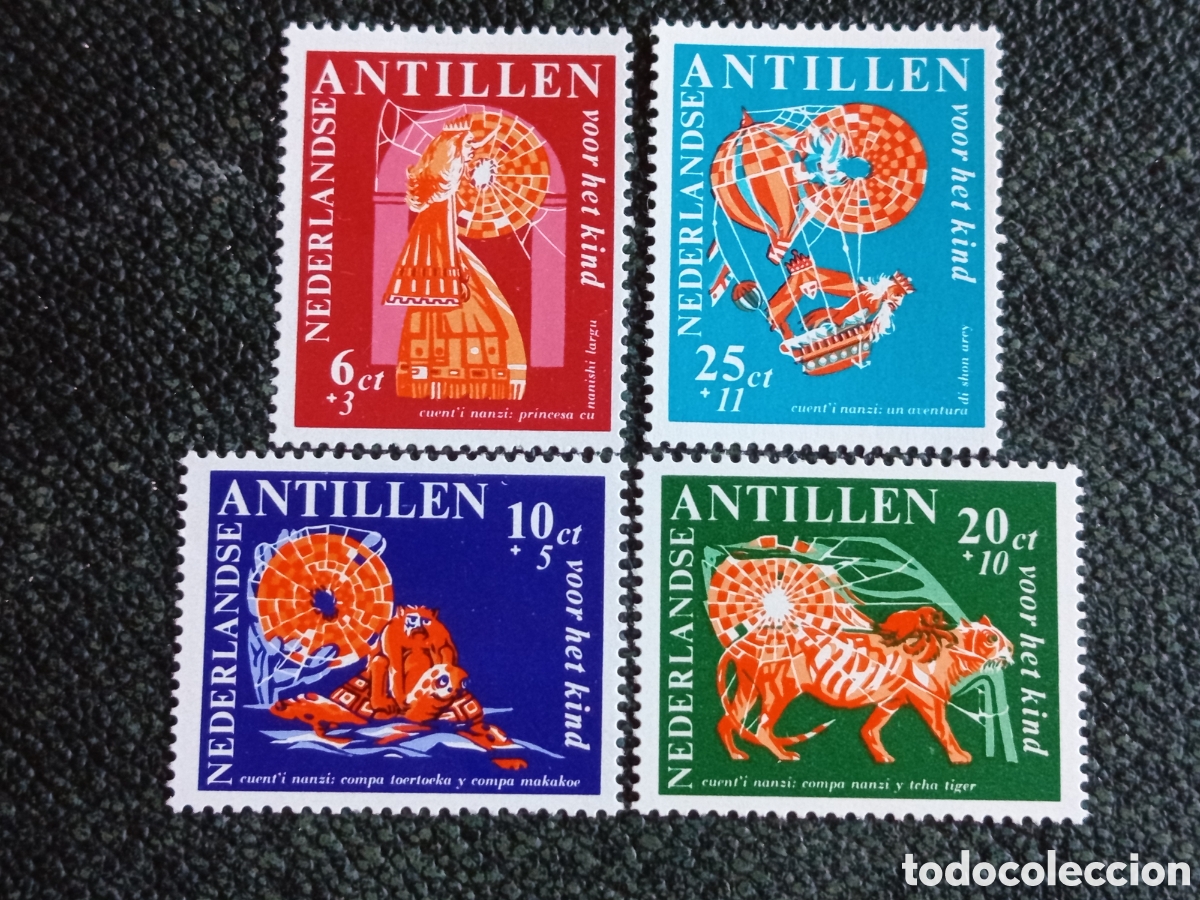Sellos: Antillas Neerlandesas 1972 Cuentos Anansi MNH (Scott B113-116 / NVPH 464-467)