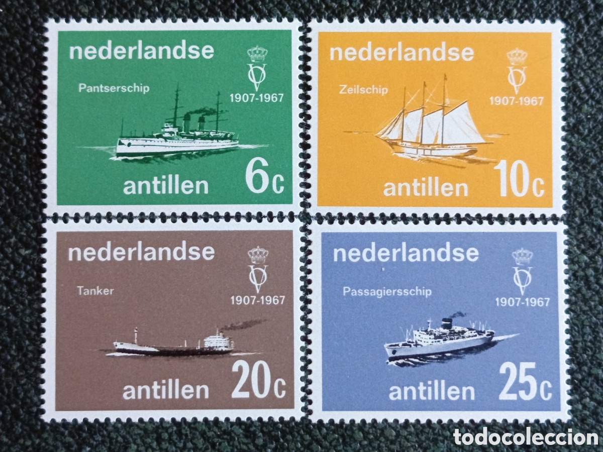 Sellos: Antillas Neerlandesas 1967 Barcos Serie Completa MNH (Scott 376-379/NVPH 380-383)