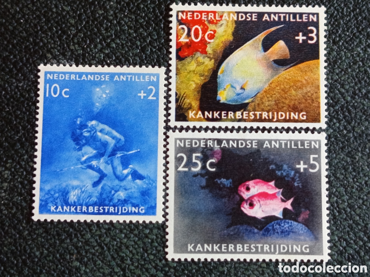 Sellos: Antillas Neerlandesas 1960 Lucha Contra Cancer MNH (Scott B48-50/NVPH 315-317)