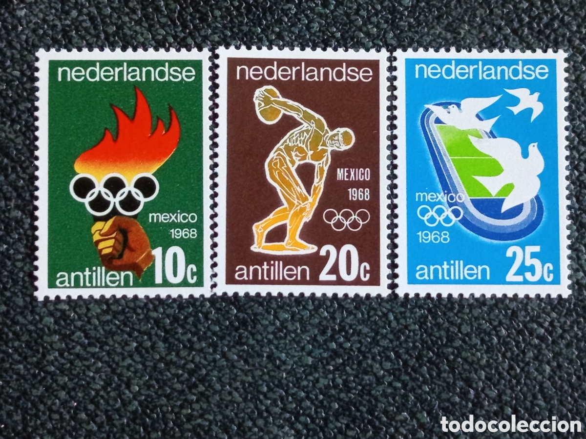 Sellos: Antillas Neerlandesas 1968 Olimpicos Mexico MNH (Scott 311-313 / NVPH 393-395)