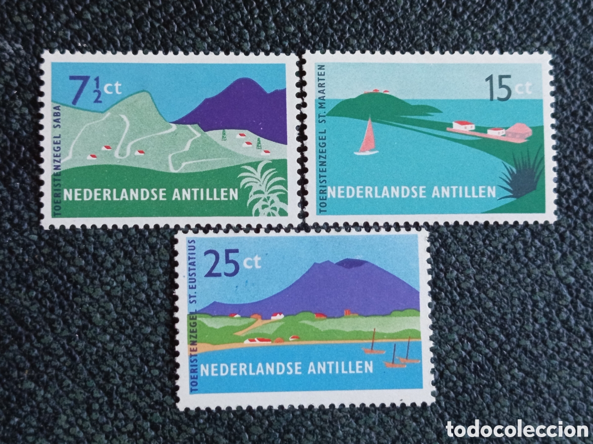 Sellos: Antillas Neerlandesas 1957 Turismo Serie Completa MH (Scott 237-239/NVPH 262-264)
