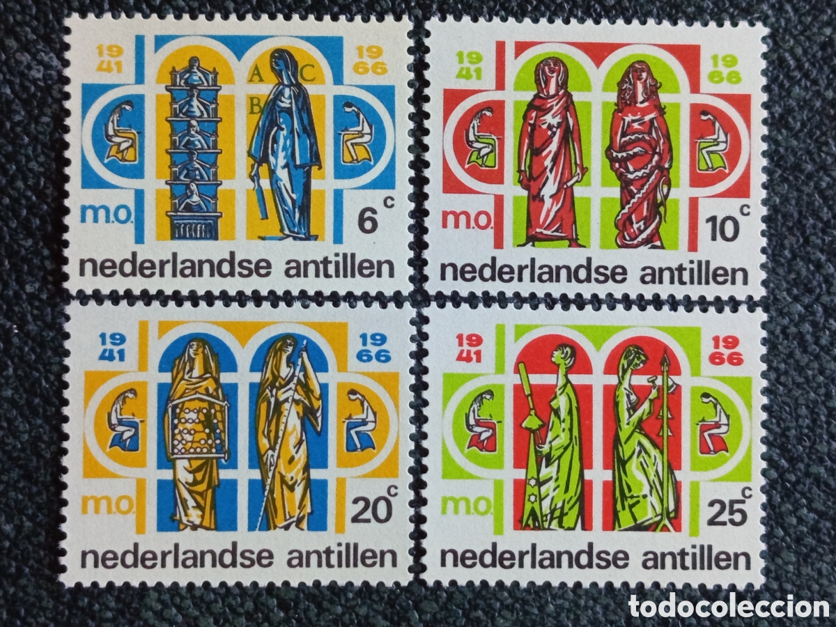 Sellos: Antillas Holandesas 1966 Educaci&oacute;n Media Serie MNH Cat Scott #304-307