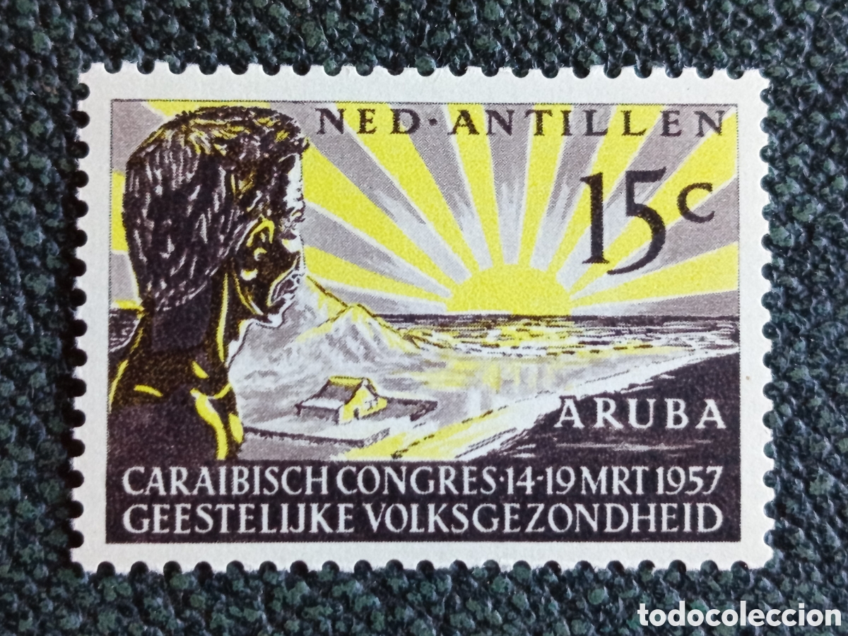 Sellos: Antillas Holandesas 1957 Congreso Caribe Aruba Sello MH Cat Scott #261