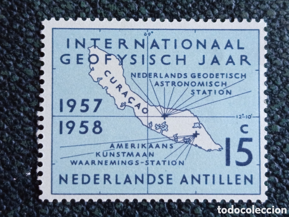 Sellos: Antillas Holandesas 1957 A&ntilde;o Geof&iacute;sico Sello MH Cat Scott #241