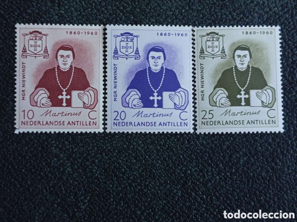 Sellos: Antillas Holandesas 1960 Mons. Niewindt Serie MNH Cat Scott #269-271