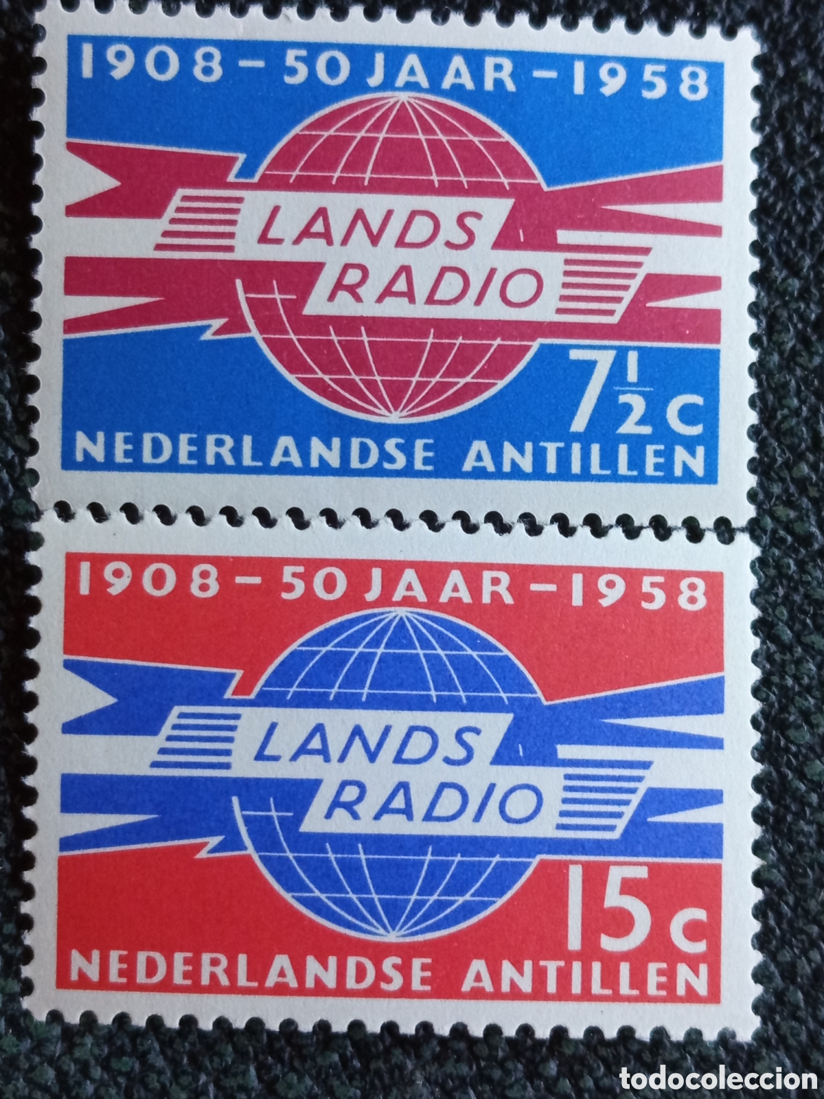 Sellos: Antillas Holandesas 1958 50A Landsradio Serie MNH Cat Scott #258-259