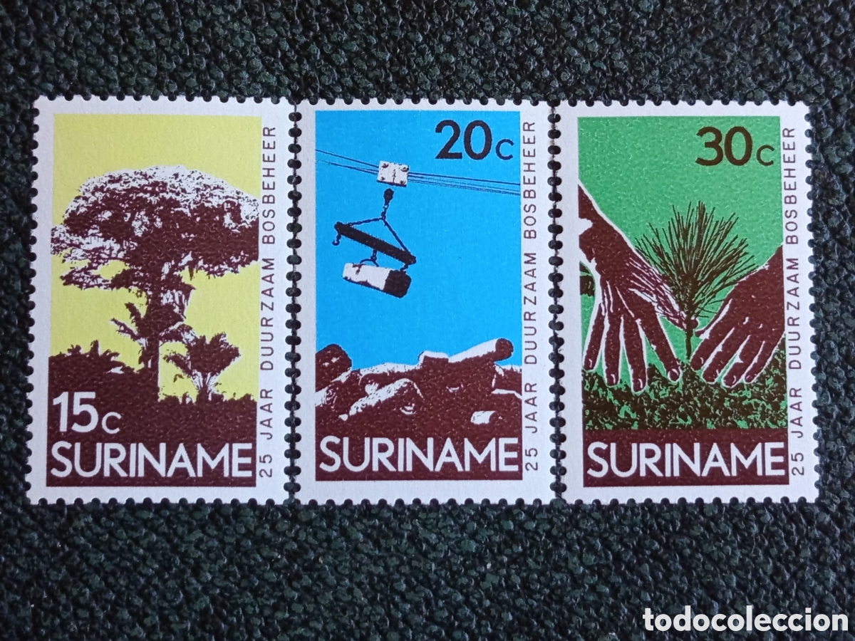 Sellos: Suriname 1972 Gesti&oacute;n Forestal Sostenible Serie MNH Scott #399-401