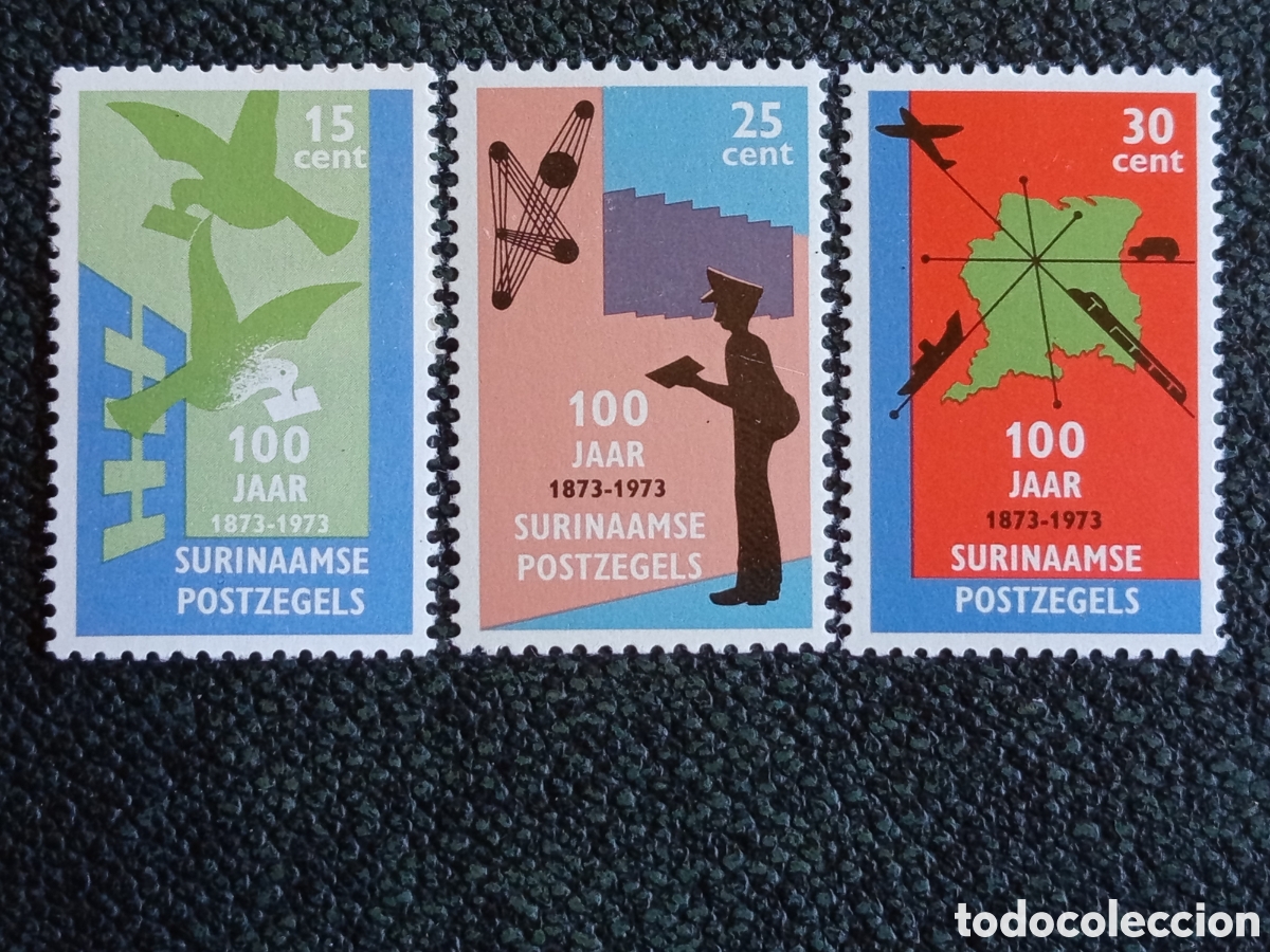 Sellos: Suriname 1973 Centenario del Sello Serie MNH Cat Scott #408-410