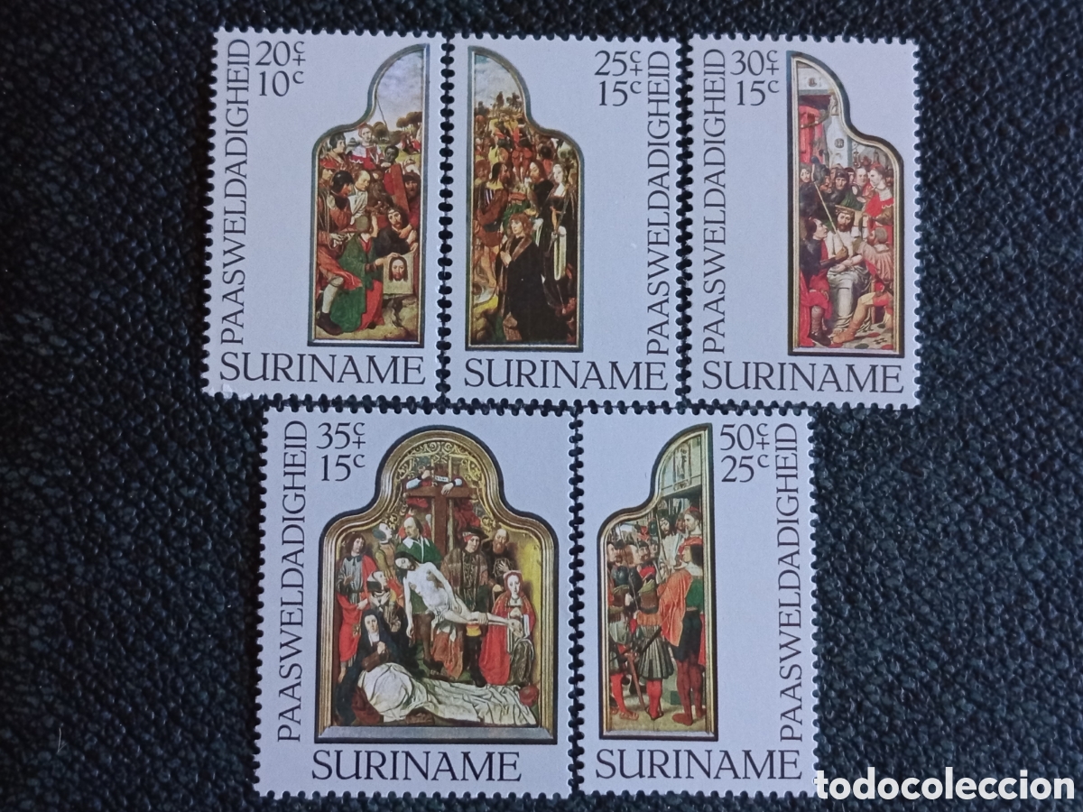 Sellos: Suriname 1977 Arte Pascua Serie Completa MNH Cat Scott #B236-B240