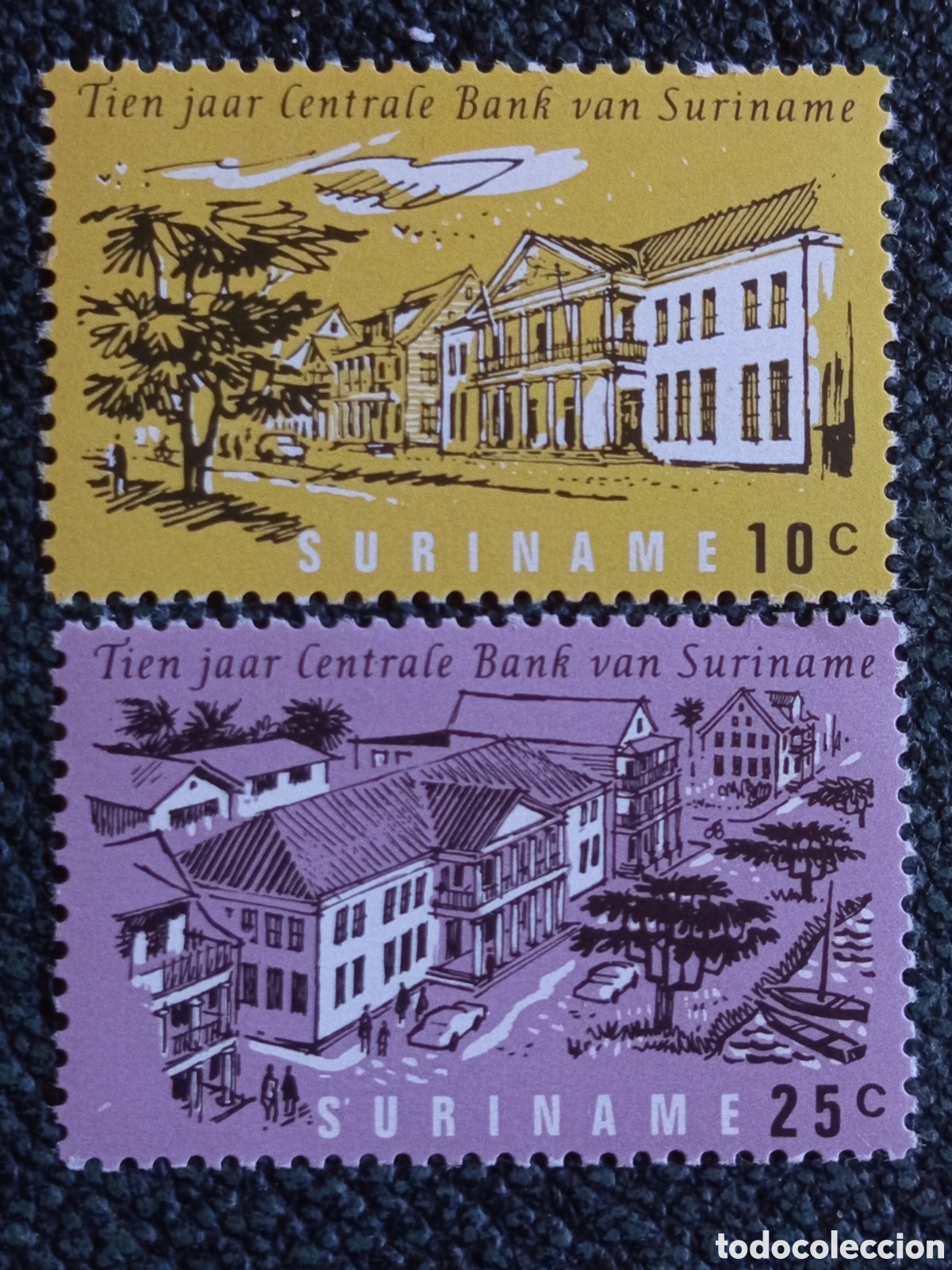 Sellos: Suriname 1967 10 Aniv Banco Central Serie MNH Cat Scott #343-344
