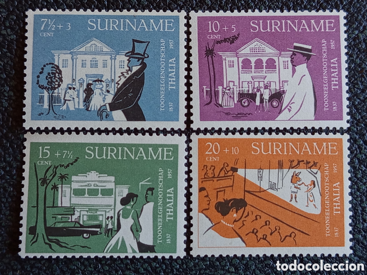 Sellos: Suriname 1958 Sociedad Teatral Thalia Serie MH Cat Scott #B65-B68