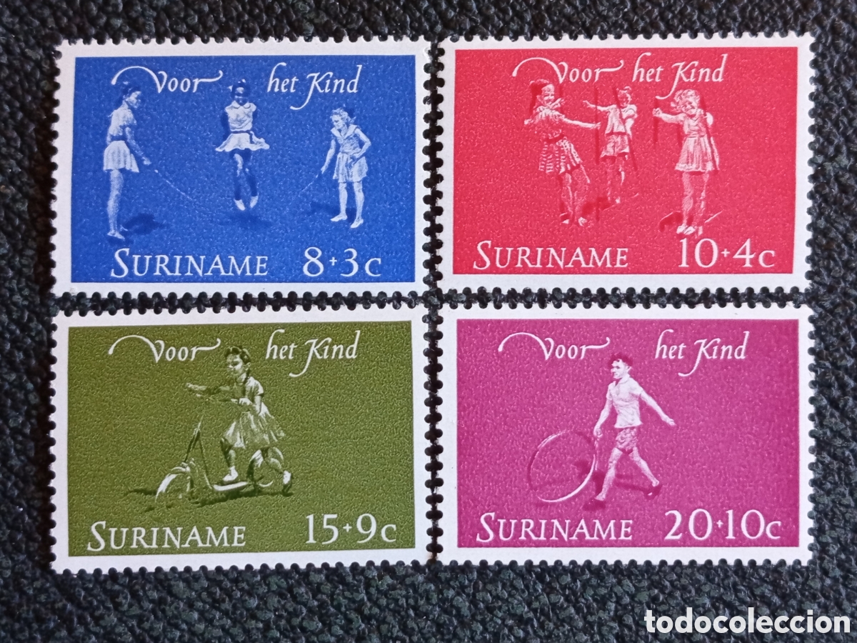 Sellos: Suriname 1964 Juegos Infantiles Serie Completa MNH Cat Scott #B77-B80