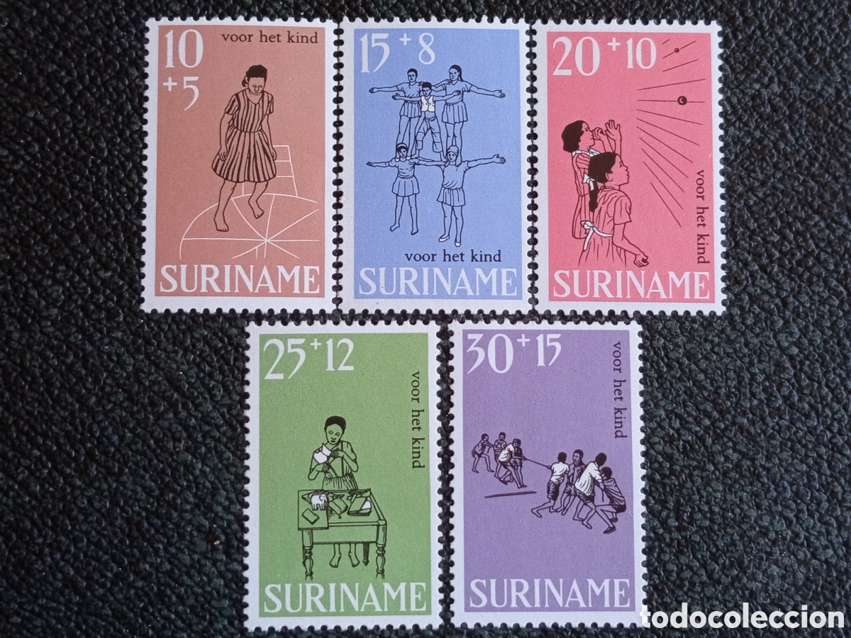 Sellos: Suriname 1968 Juegos Infantiles Serie Completa MNH Cat Scott #B147-B151