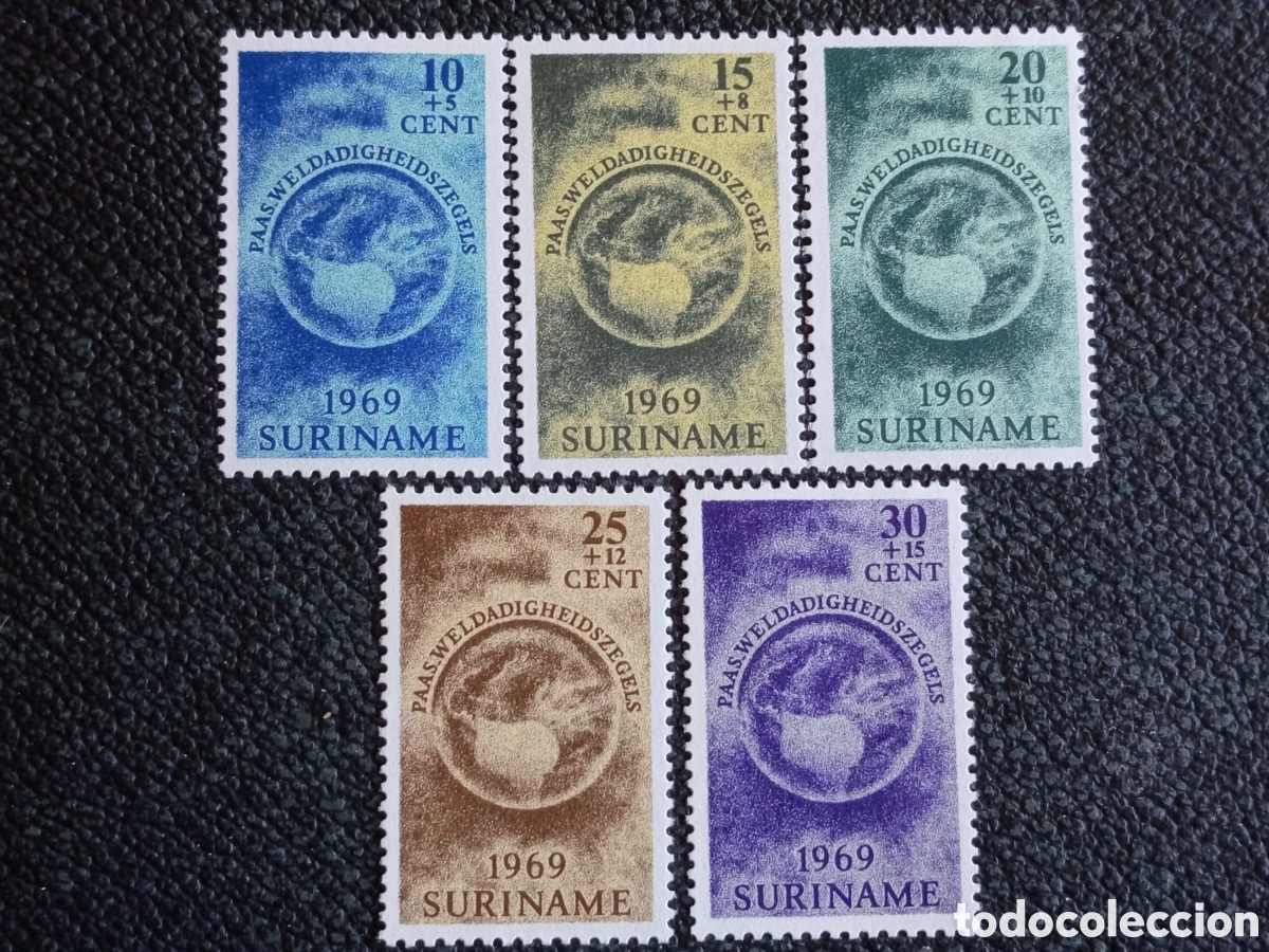 Sellos: Suriname 1969 Serie Pascua Globo Terr&aacute;queo MNH Cat Scott #B152-B156