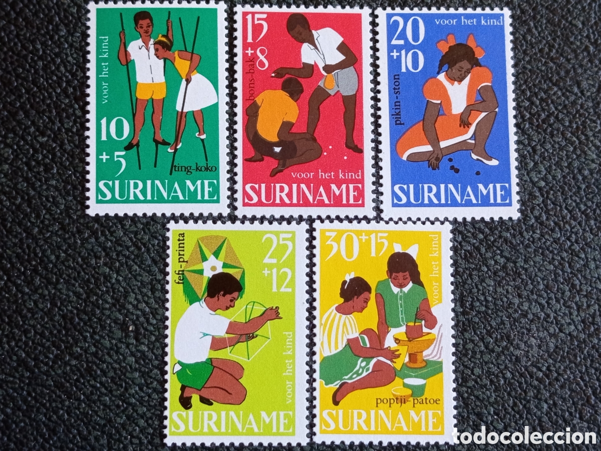 Sellos: Suriname 1969 Juegos Infantiles Serie Completa MNH Cat Scott #B157-B161