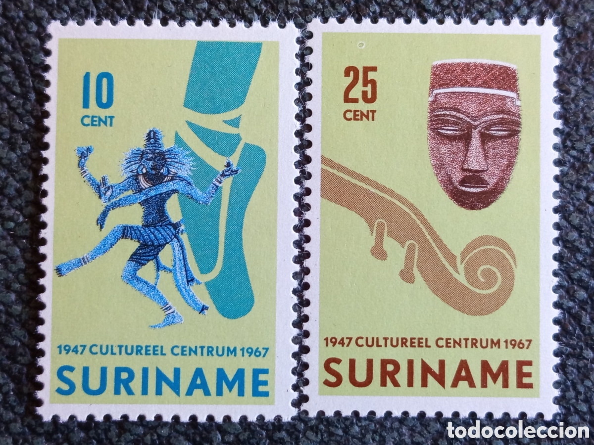 Sellos: Suriname 1967 20 Aniv Centro Cultural Serie MNH Cat Scott #347-348