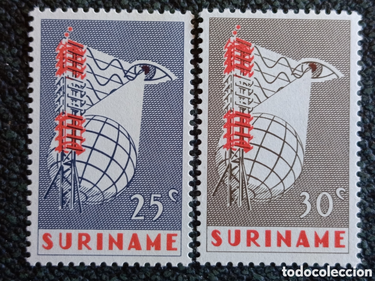 Sellos: Suriname 1966 Servicio de Televisi&oacute;n Serie MNH Cat Scott #339-340
