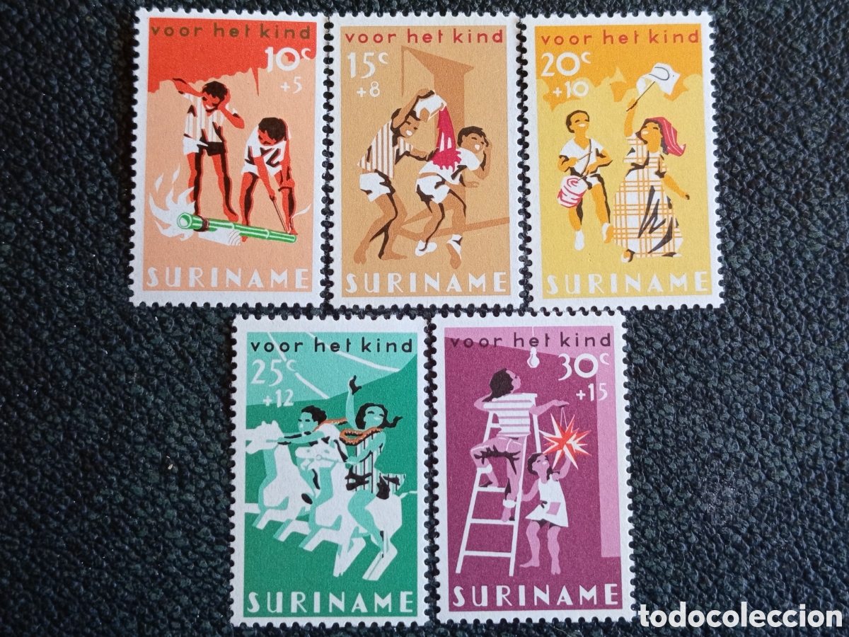 Sellos: Suriname 1966 Juegos Infantiles Pro Infancia MNH Scott #B127-B131