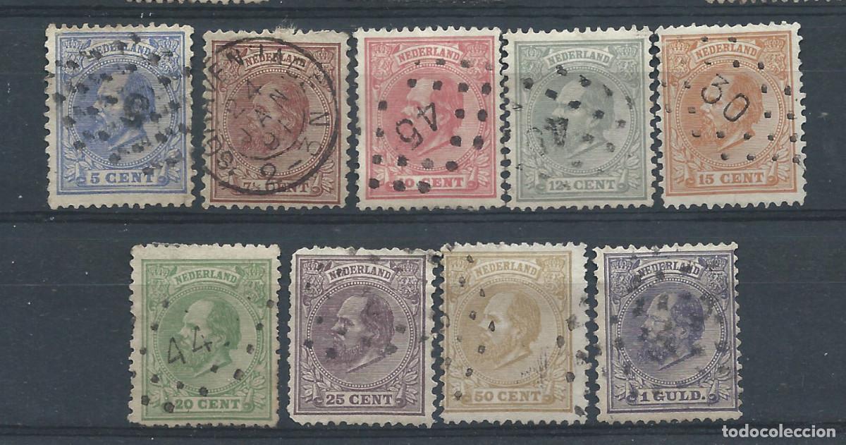Sellos: Pays Bas N&deg;19/24 + 26/28 Obl (FU) 1872/88 - Guillaume III