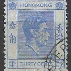 Francobolli: HONG KONG 1946-52 - JORGE VI, 30C AZUL - USADO