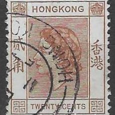 Francobolli: HONG KONG 1954 - ISABEL II, 20C MARRÓN - USADO